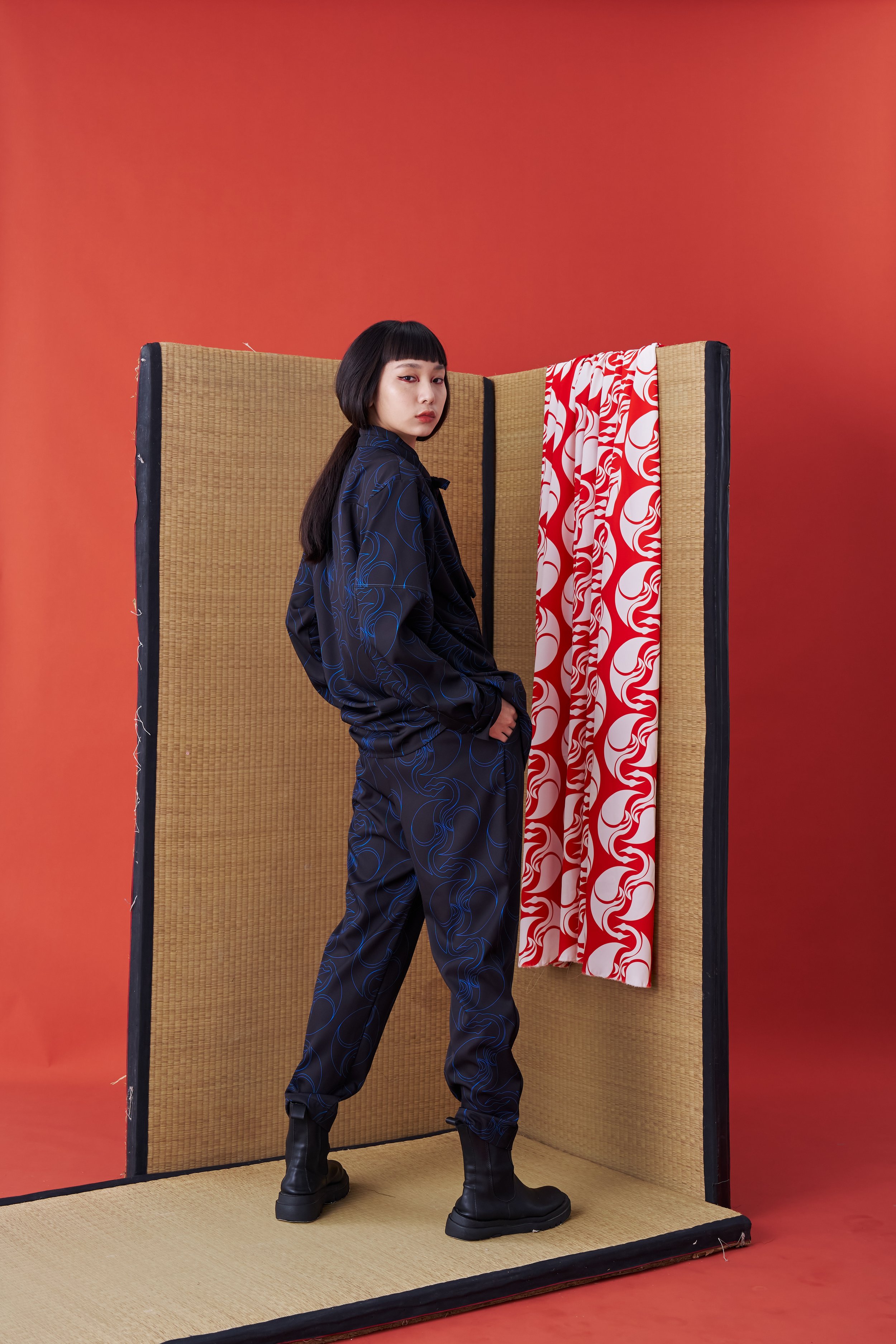 Deconstructed Collar Tie Shirt (Blue print) — INF - Garment for